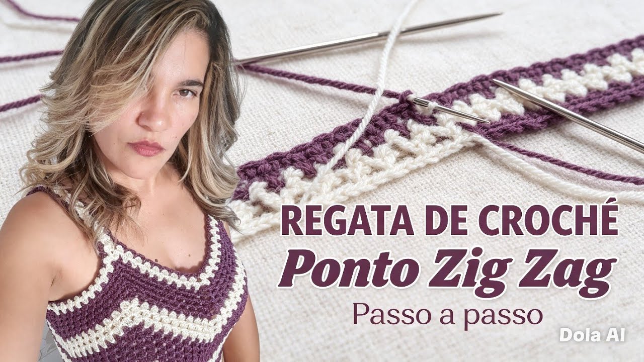 REGATA PONTO ZIG ZAG EM CROCHÊ ( vídeo aula)