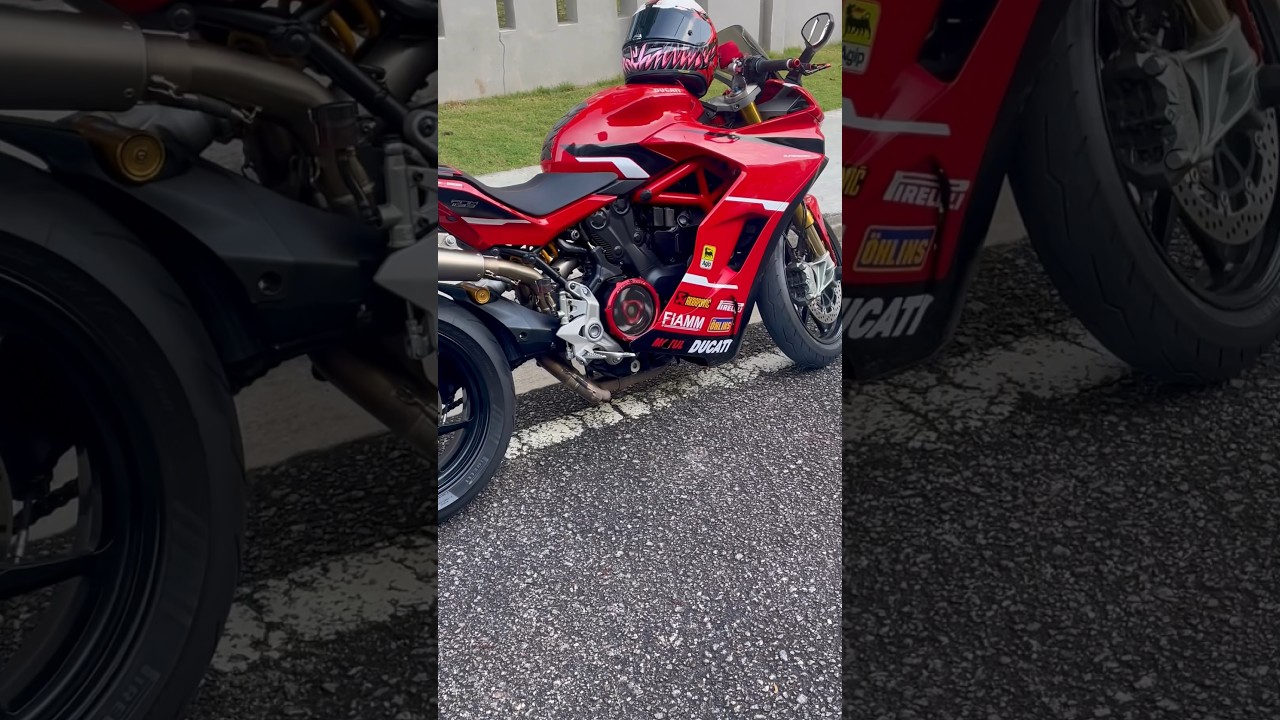 Ducati Supersport 950 with Akrapovic full system, resonator pipes removed