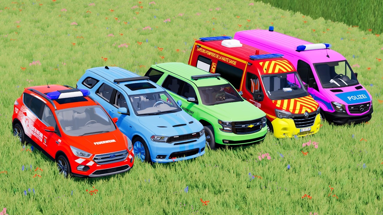 Ford Kuga, Dodge Durango, GMC Tahoe, Ranault Master, Mercedes Benz With Cars Transport of Man Trucks