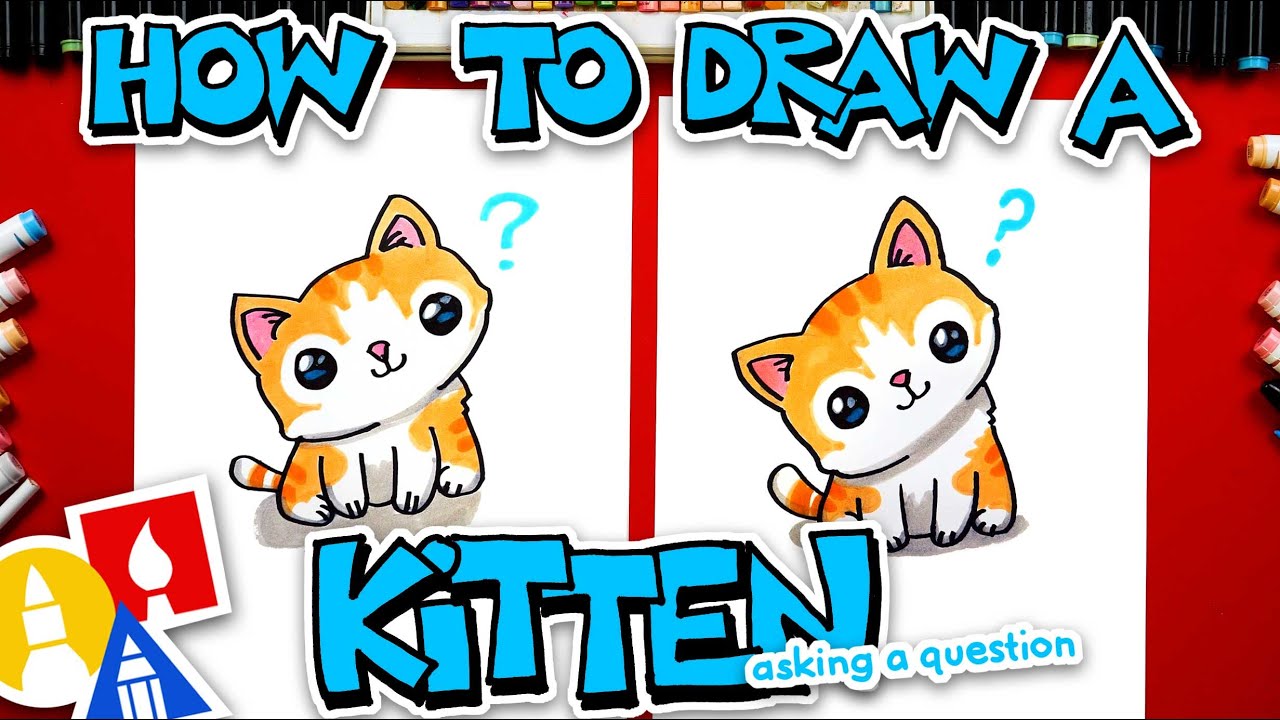 How To Draw A Cute Kitten Asking A Question