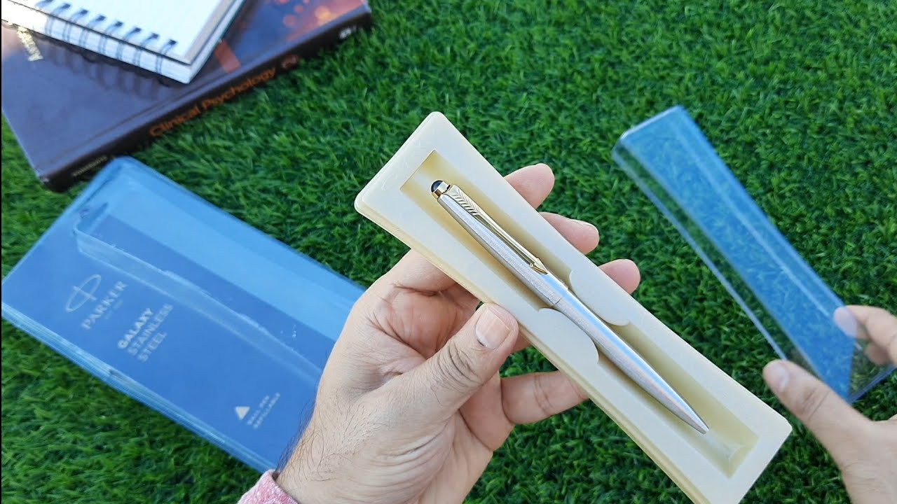 Best Ball Pen for Writing | Parker Galaxy Stainless Steel Gold Trim Ball Pen