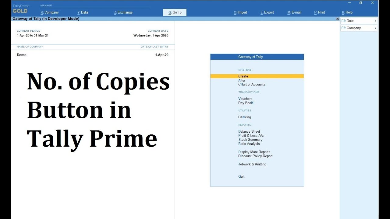 Number of copies Button TDL in Tally Prime (Customization) | Tally Prime productivity Add-on