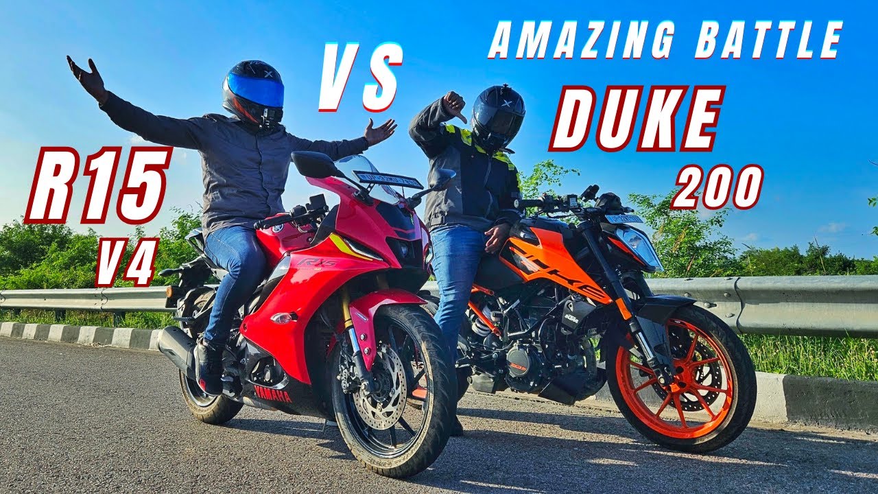 Yamaha R15v4 Vs Ktm Duke 200 E20 Bs7 Long Race | Race Till their Potential