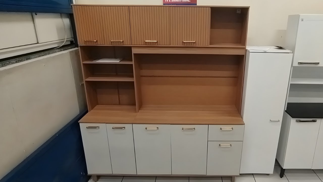 COZINHA COMPLETA E COMPACTA POLIMAN NURIA COM 9 PORTAS 1 GAVETA E 4 PRATELEIRAS MODERNA ESPAÇOSA