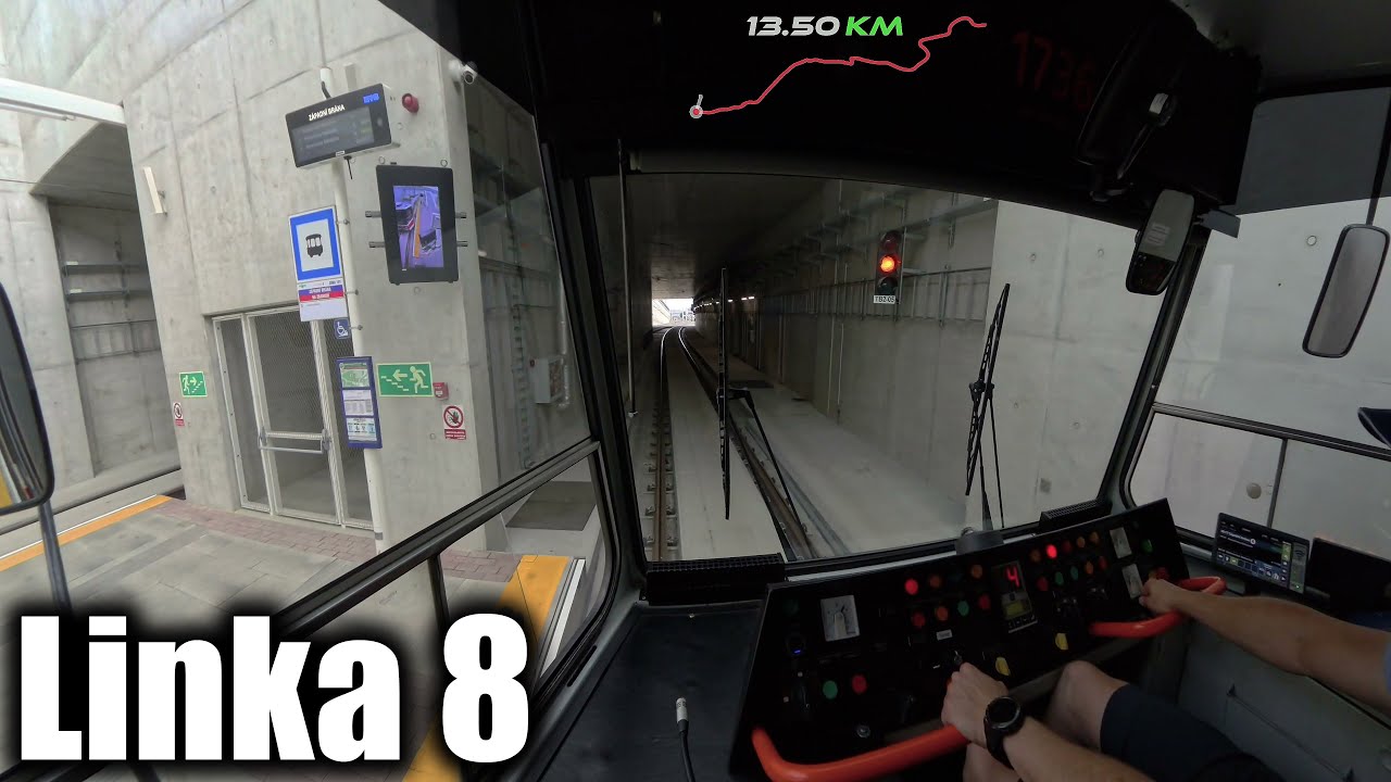 Linka 8 Brno -- Líšeň, Mifkova - Nemocnice Bohunice [ČKD Tatra KT8D5R.N2] [Tram Cab View]