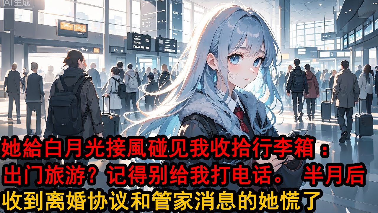 她給白月光接風那天，破天荒我沒生氣，默默收拾好我的16寸行李箱，「記得帶鑰匙，晚上別打電話給我。」她一愣，「出門旅遊？多久回來？」我沒說話，默默遞上離婚協議，她隨手簽字走人，隔天回過神她傻了