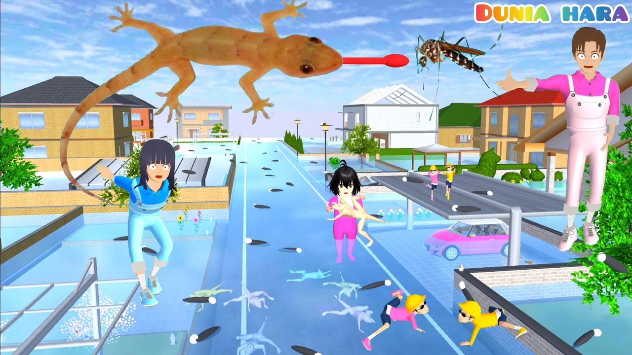 Banjir Tai Cicak 😰 | Cicak Raksasa 🦎Bertelur Melahirkan Baby 🦎 Yuta Memburu Cicak | Sakura School S