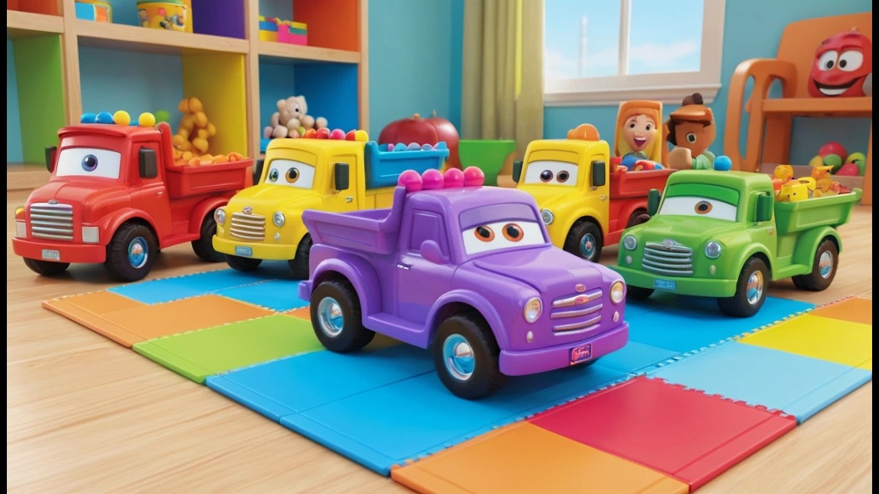 Sieben kleine Spielzeuglastwagen rollen, rollen | LKW Lied & Kinderlieder