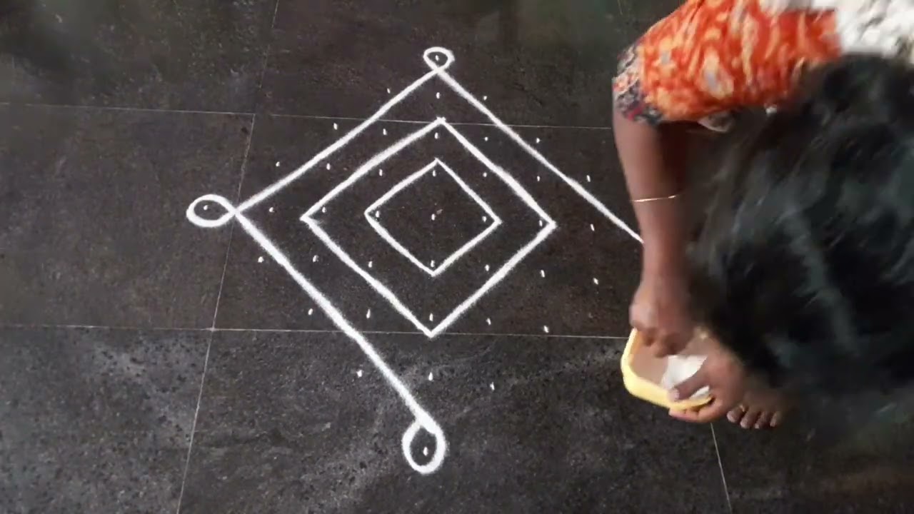 💐sikku kolam 9dots#kambi kolam#simple kolam#