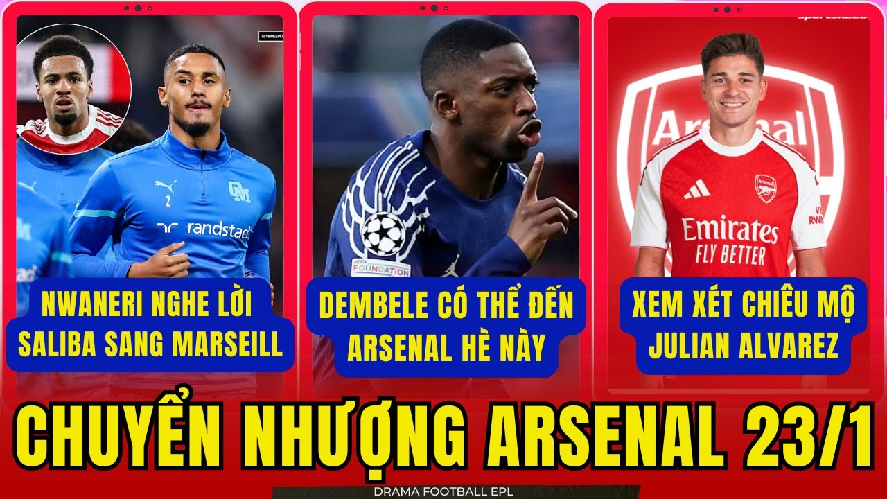 CHUYỂN NHƯỢNG ARSENAL 23/1: DEMBELE CÓ THỂ CHUYỂN ĐẾN ARSENAL. ALVAREZ ĐƯỢC ĐƯA VÀO TẦM NGẮM