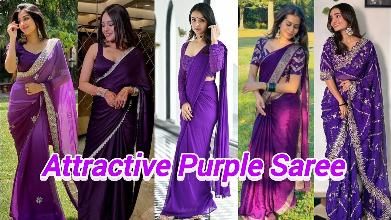 Trendy and attractive Purple Saree inspo💜💜 