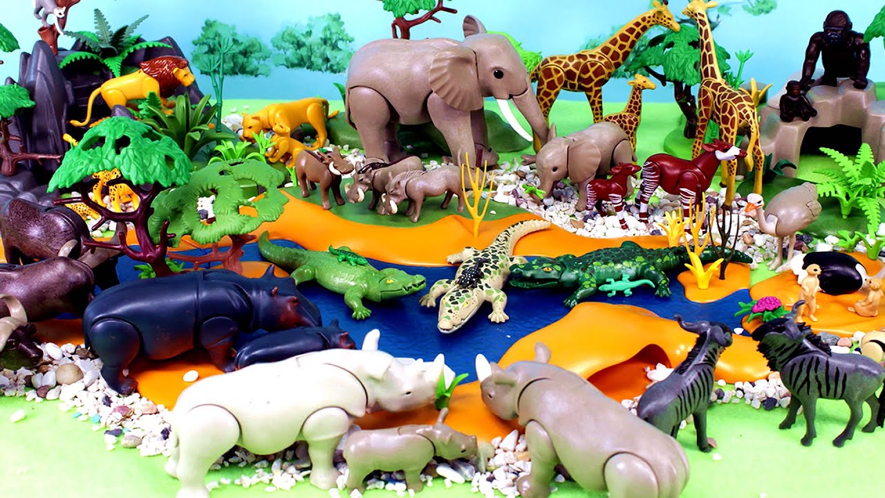 Safari Dioramas with Playmobil Animal and Dinosaur Figurines
