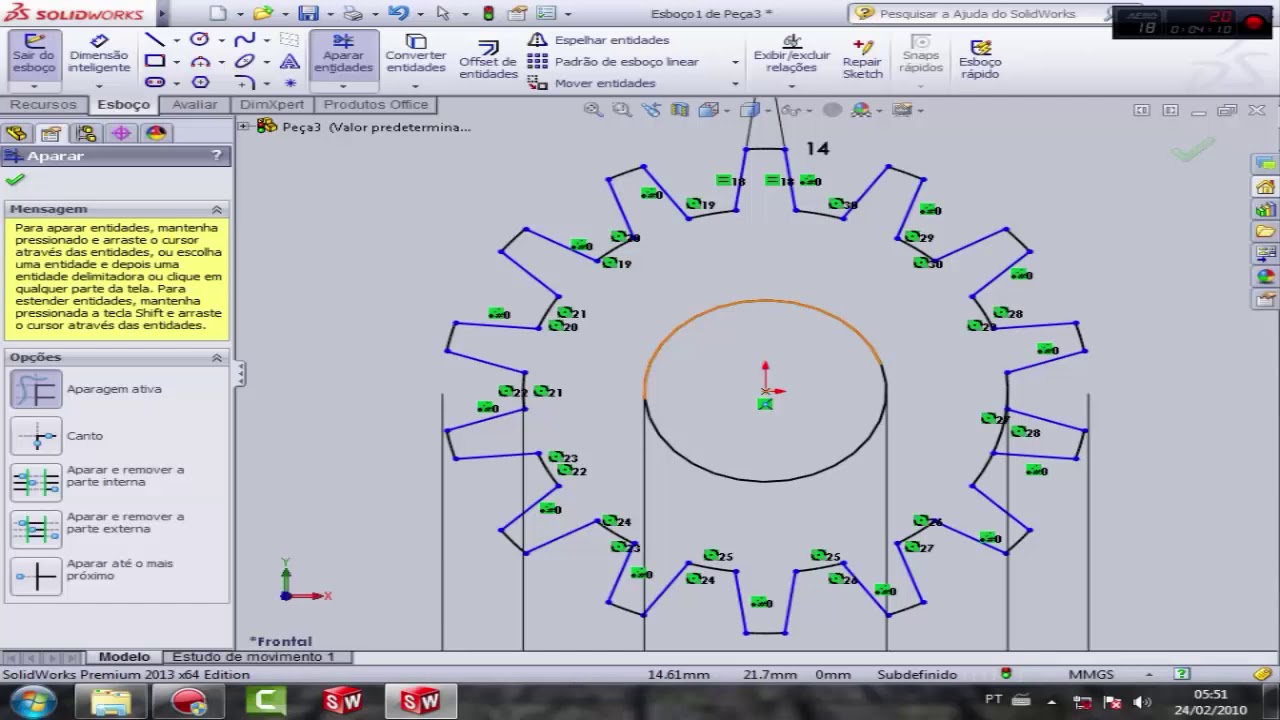 Curso B&aacute;sico Solidworks - Aula # 11 Modelagem de uma Engrenagem com Dentes Helicoidais