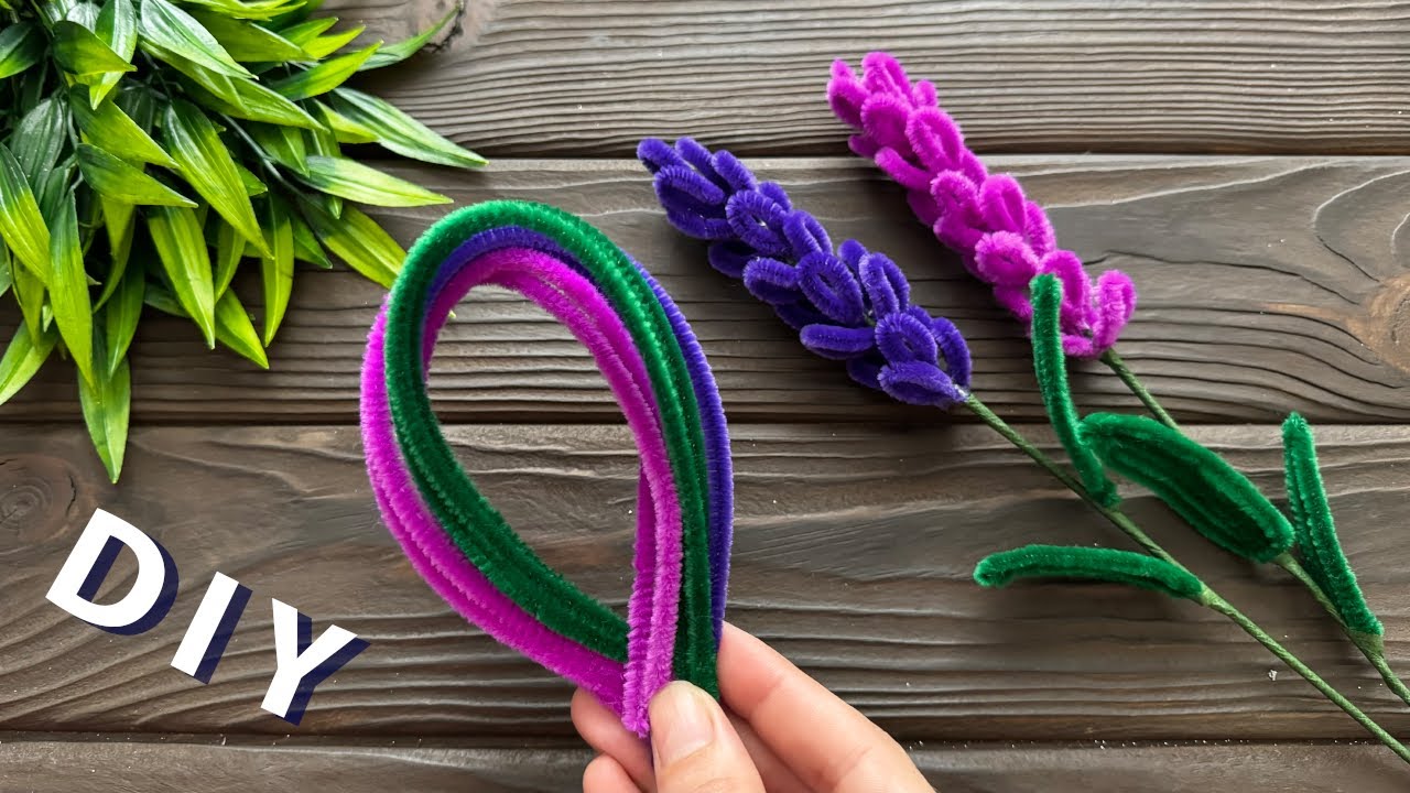 How to Make Easy Lavender Flowers from Chenille Wire Pipe Cleaner Lavender