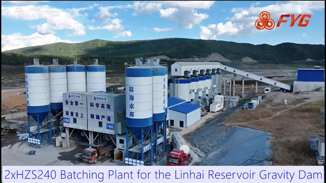 RCC Dam Construction Tour High-Tech 2xHZS240 Concrete Batching and Placement Process