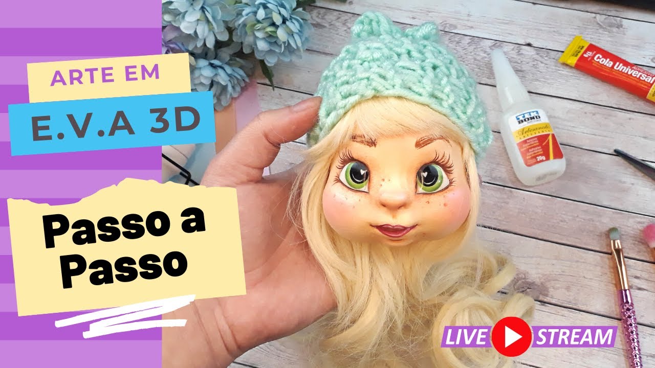 Cabeça de Fofucha Humanizada Tifany - Em E.V.A 3D | Escola do EVA | Laís Braz