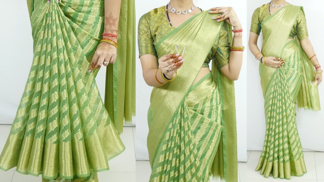 Perfect Hip & Shoulder Pleats Guide for Beginners | Organza Saree Draping for Wedding Look