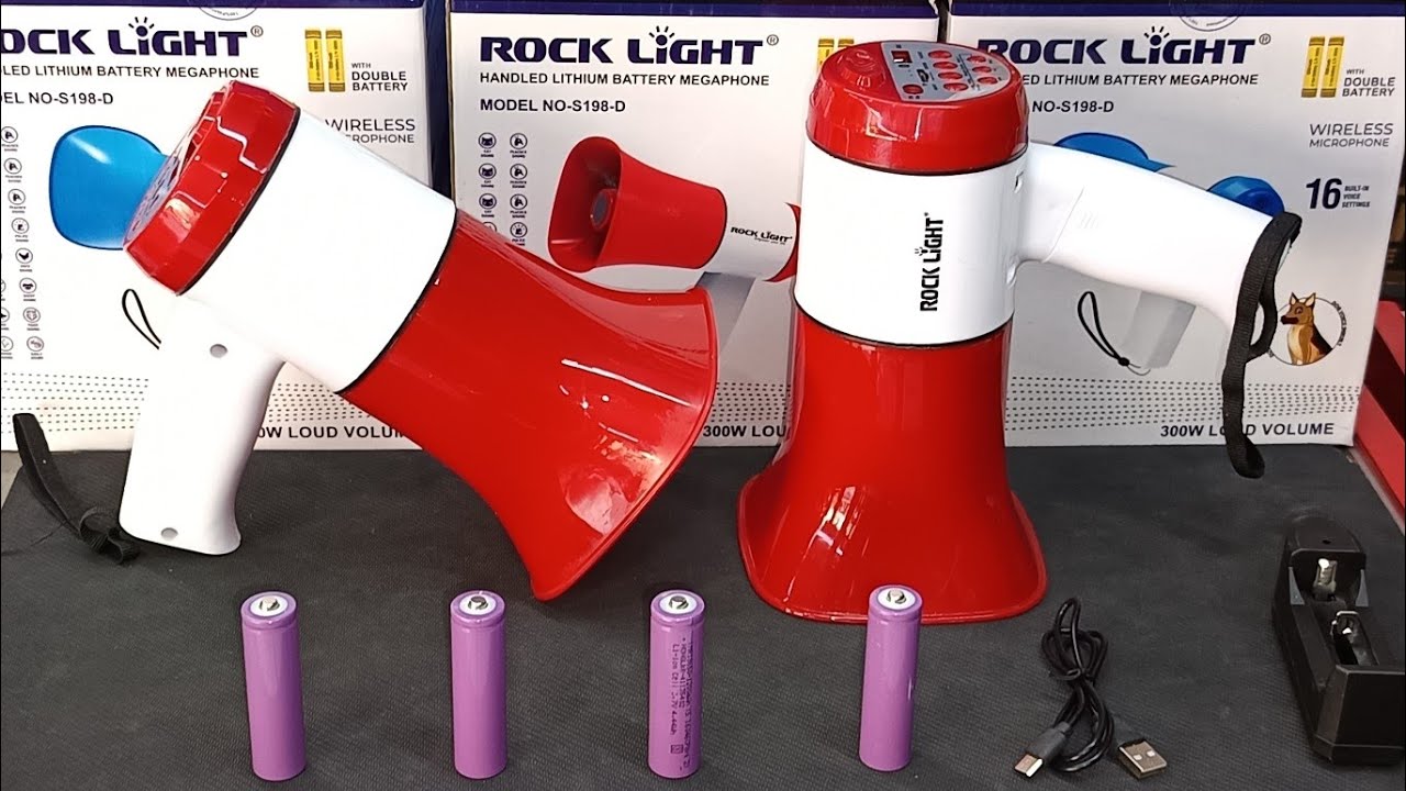 300 Вт, высокая громкость 📣 Беспроводной ручной мегафон Rocklight 📣 Распаковка с двумя литиевыми ...
