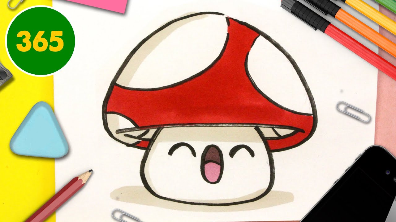 HOW TO DRAW A CUTE MUSHROOMS KAWAII