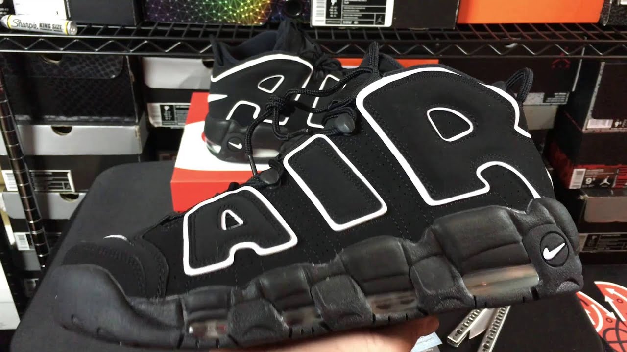 NIKE AIR MORE UPTEMPO OG BLACK WHITE SNEAKER UNBOXING REVIEW