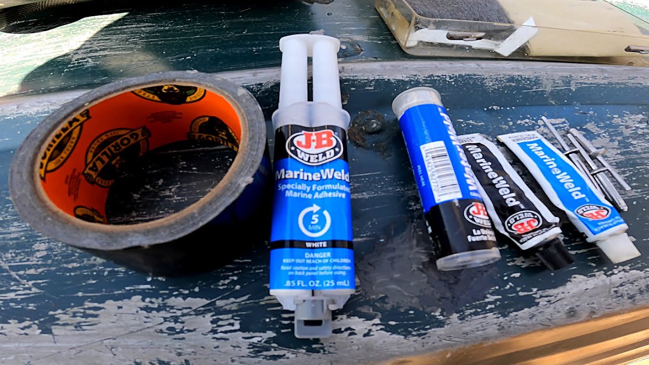 HOW TO: Fast Easy Aluminum Boat Rivet Repair w. JB WELD or GORILLA TAPE - On the Water!!!