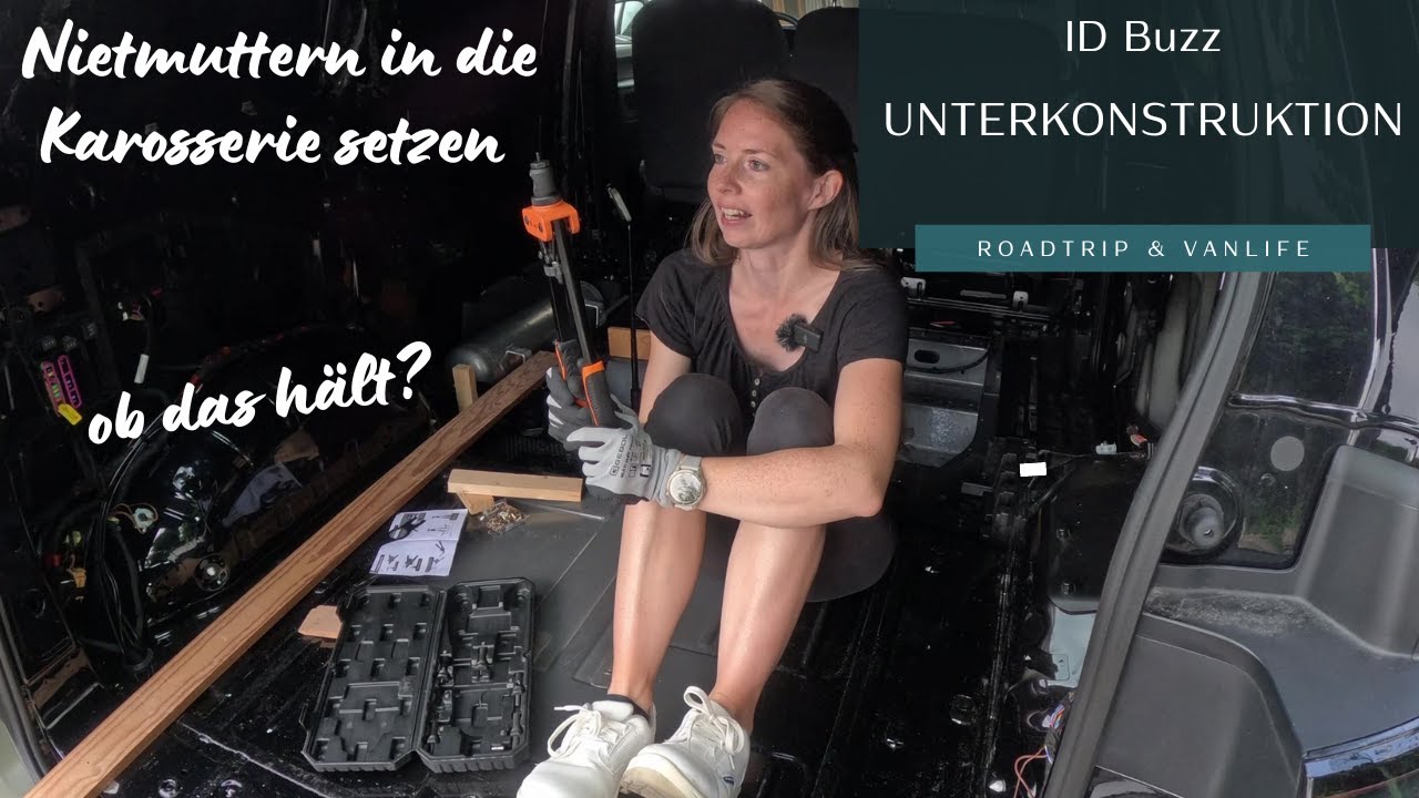 Ob das hält? Konstruktion mit Nietmuttern in die Karosserie. DIY Campervan Umbau.