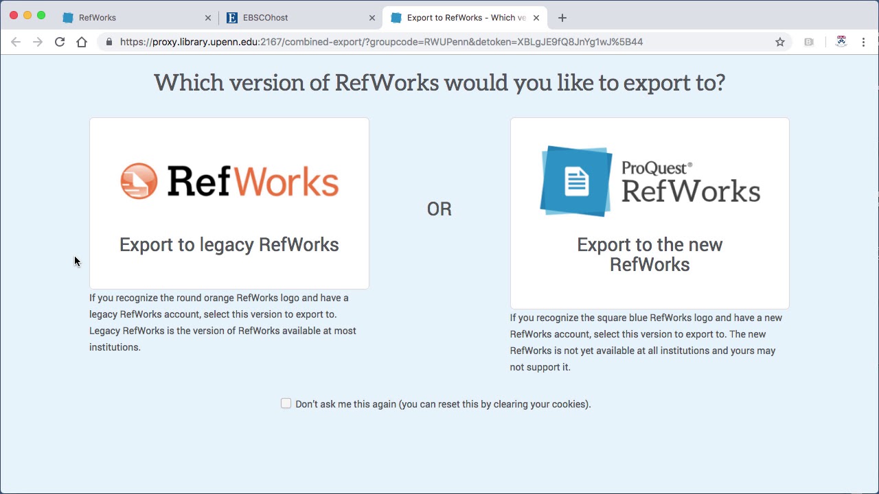 Exporting Database Citations into New Refworks