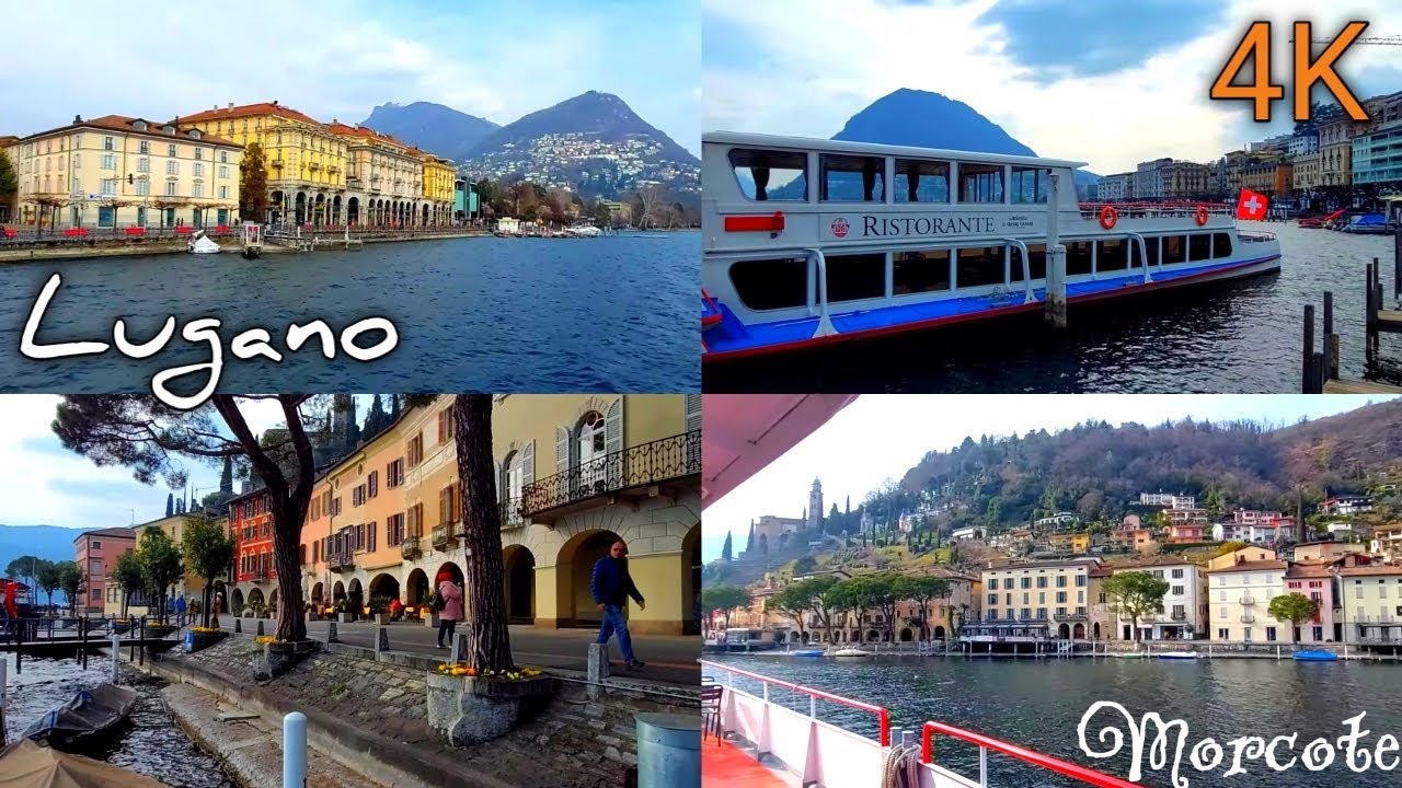 Lugano to Morcote by Boat | Naik kapal | Lake Lugano | Tessin | Switzerland | 4K
