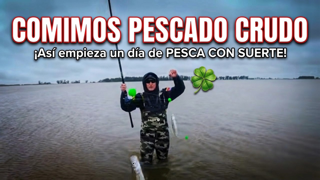 ¡Así empieza un día de PESCA con suerte! PESCA Y COCINA de PEJERREY CRUDO en la orilla de la laguna