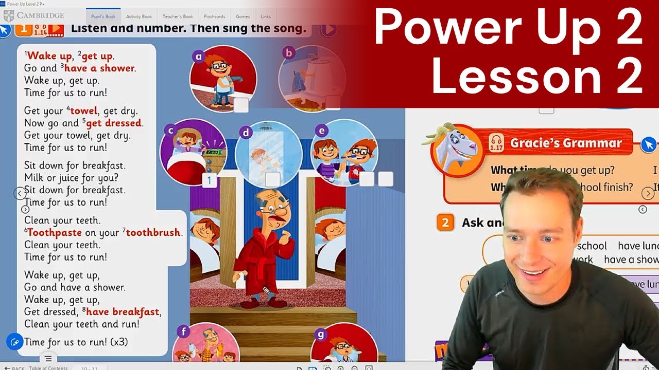 Learn English Daily Routine Verbs | Power Up 2 Pupil’s Book Level 2 Unit 1 Lesson 2 with Teacher AJ