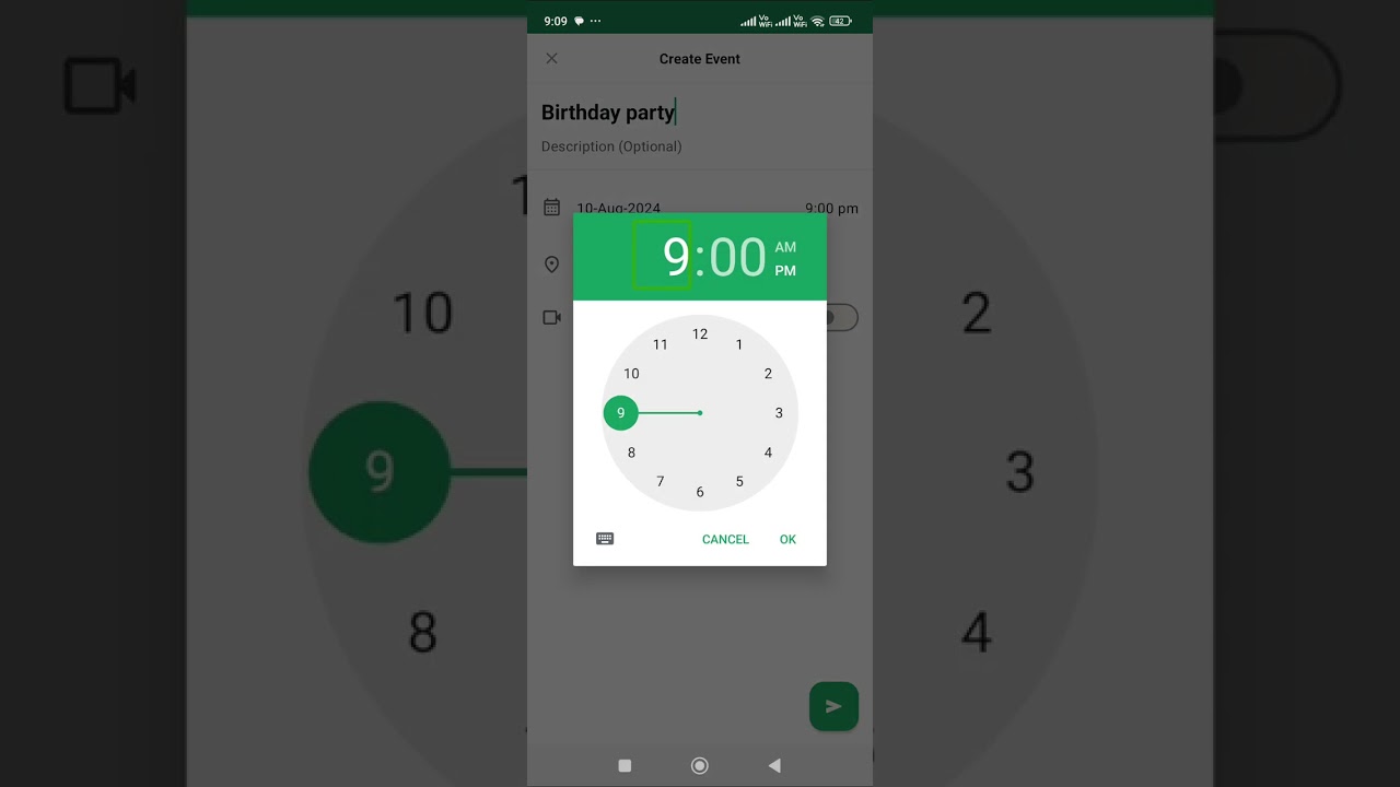 how to schedule WhatsApp event with TalkBack