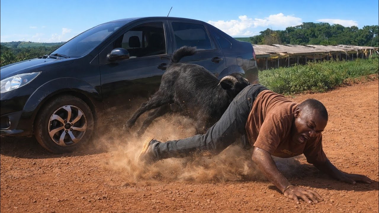 BODE ESTOURA O CARRO NA CABEÇADA E ME ATACA