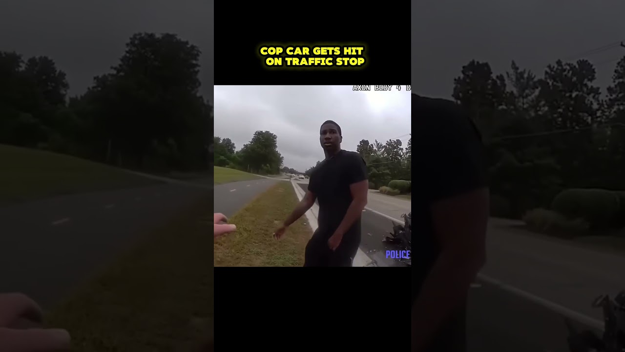 Unexpected Crash During Traffic Stop!🚔💥 #bodycam #police #accident #cop