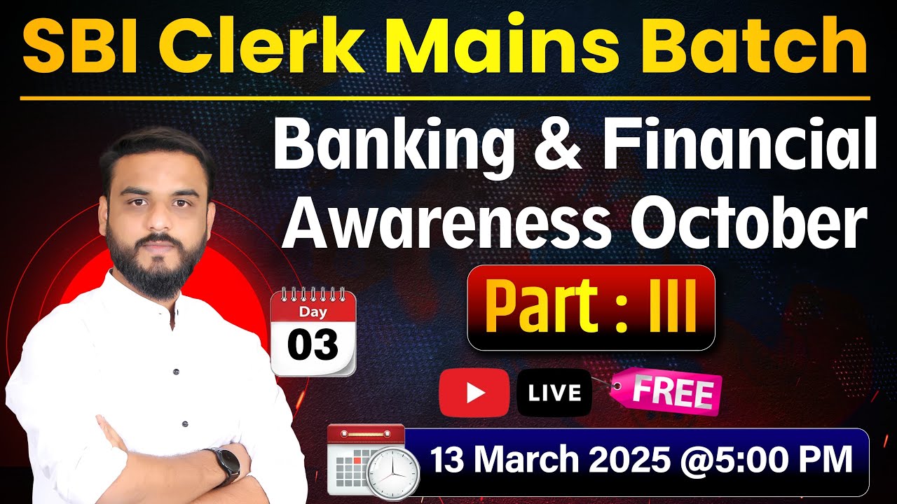 SBI Clerk Mains Batch || Banking & Financial Awareness October Part: III || Atish Shinde