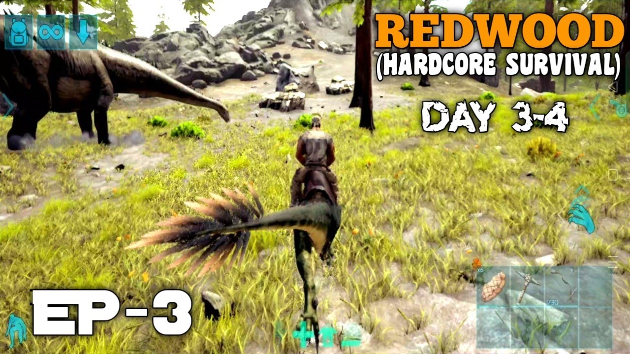 Ark Ultimate Mobile - Redwood Hardcore (EP - 3) | DAY 3-4 | Redwood Mountain I Resource Gathering