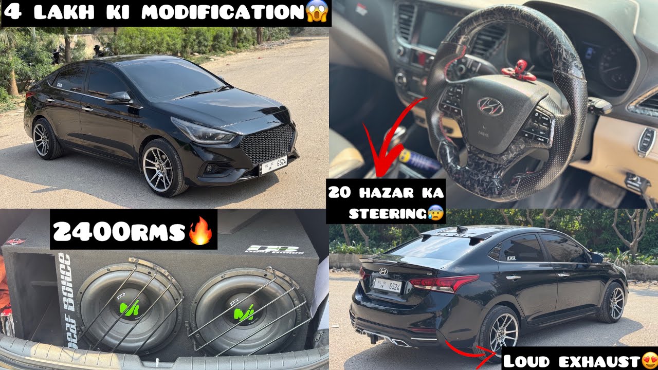 🔥Hyundai Verna इस Verna ने दिल खुश करदिया😍Full Modified🔥20 Hazar ka steering😱Loud Audio setup❤️