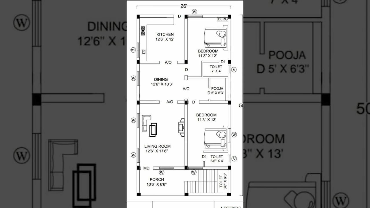 26X50 Sft North facing house plan as per vastu #houseplan #homeplan #home #video #viralvideo