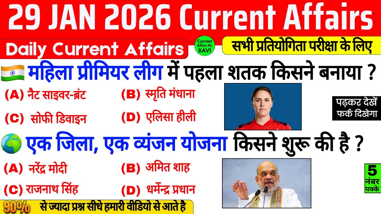 29 January 2026 Current Affairs | Current Affairs Today | Current GK SSC Railway UPSC BPSC POLICE