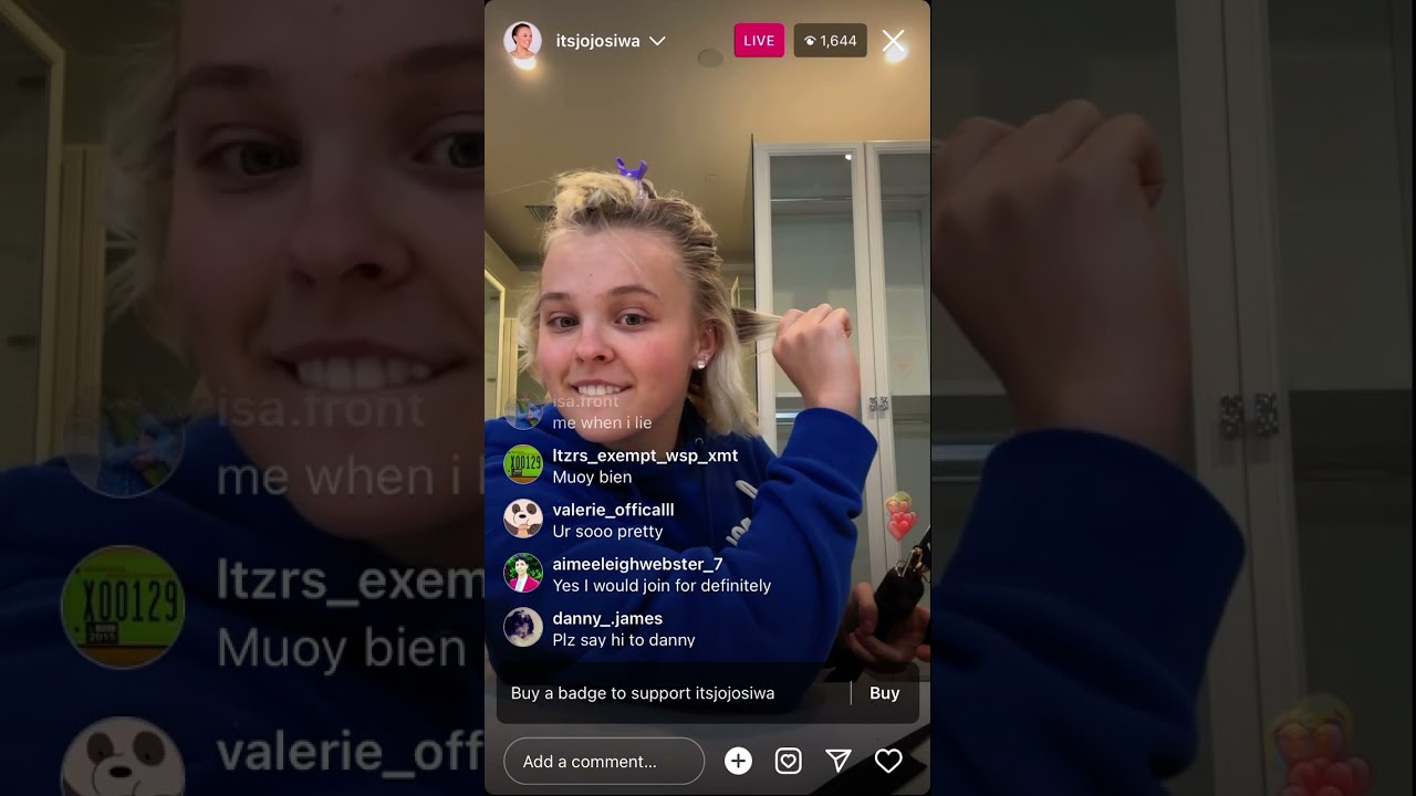 JoJo Siwa Instagram Live 11/03/2023