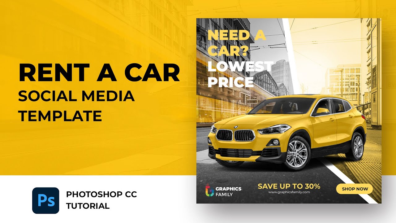 Rent a Car Social Media Template Tutorial in Adobe Photoshop
