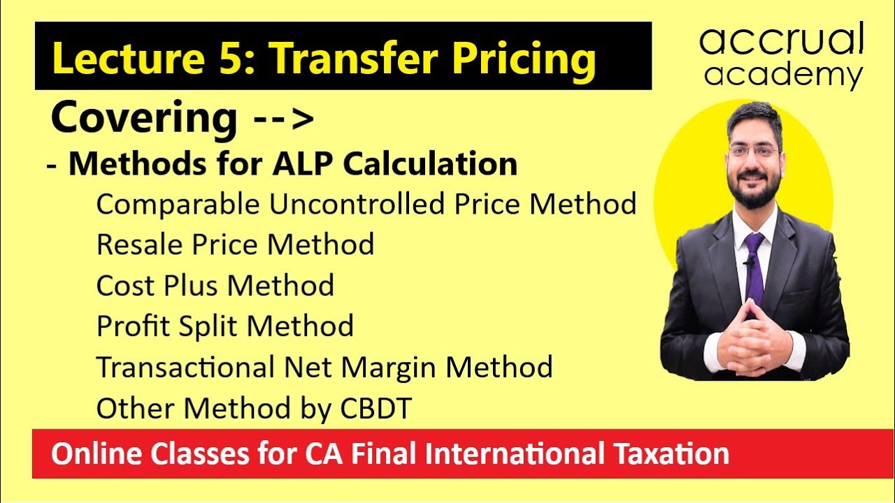 Transfer Pricing Methods: Lecture 5 | Computation of Arm's Length Price | CA Final | CA Kushal Soni