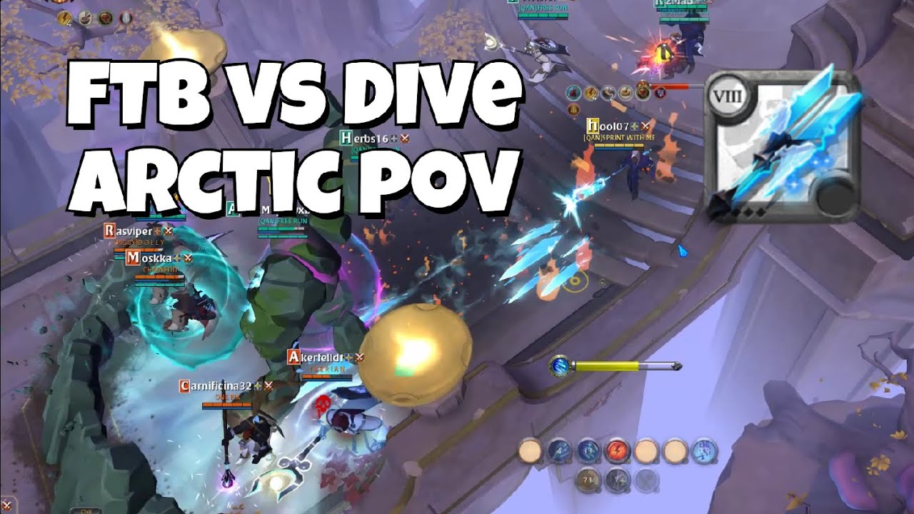 Albion Online - Ava Roads PvP - FTB (T8) vs Dive (T8/T9) - Arctic Staff POV