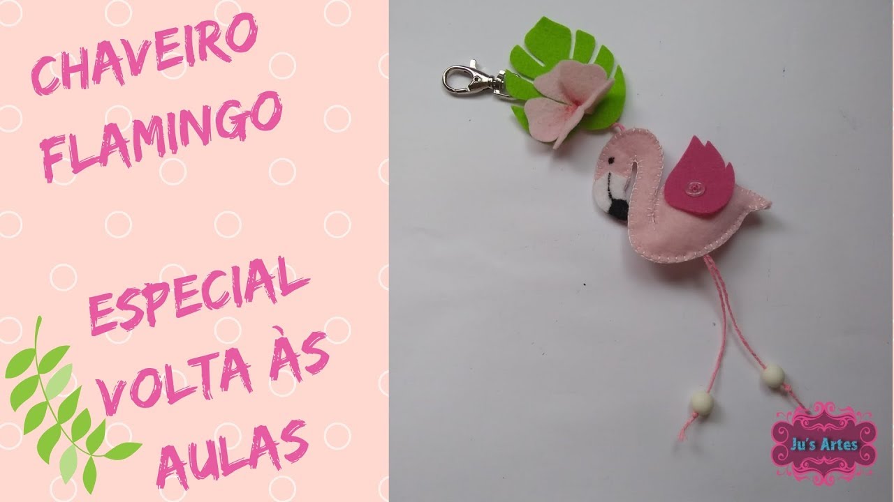 Chaveiro Flamingo de Feltro - Especial Volta às Aulas