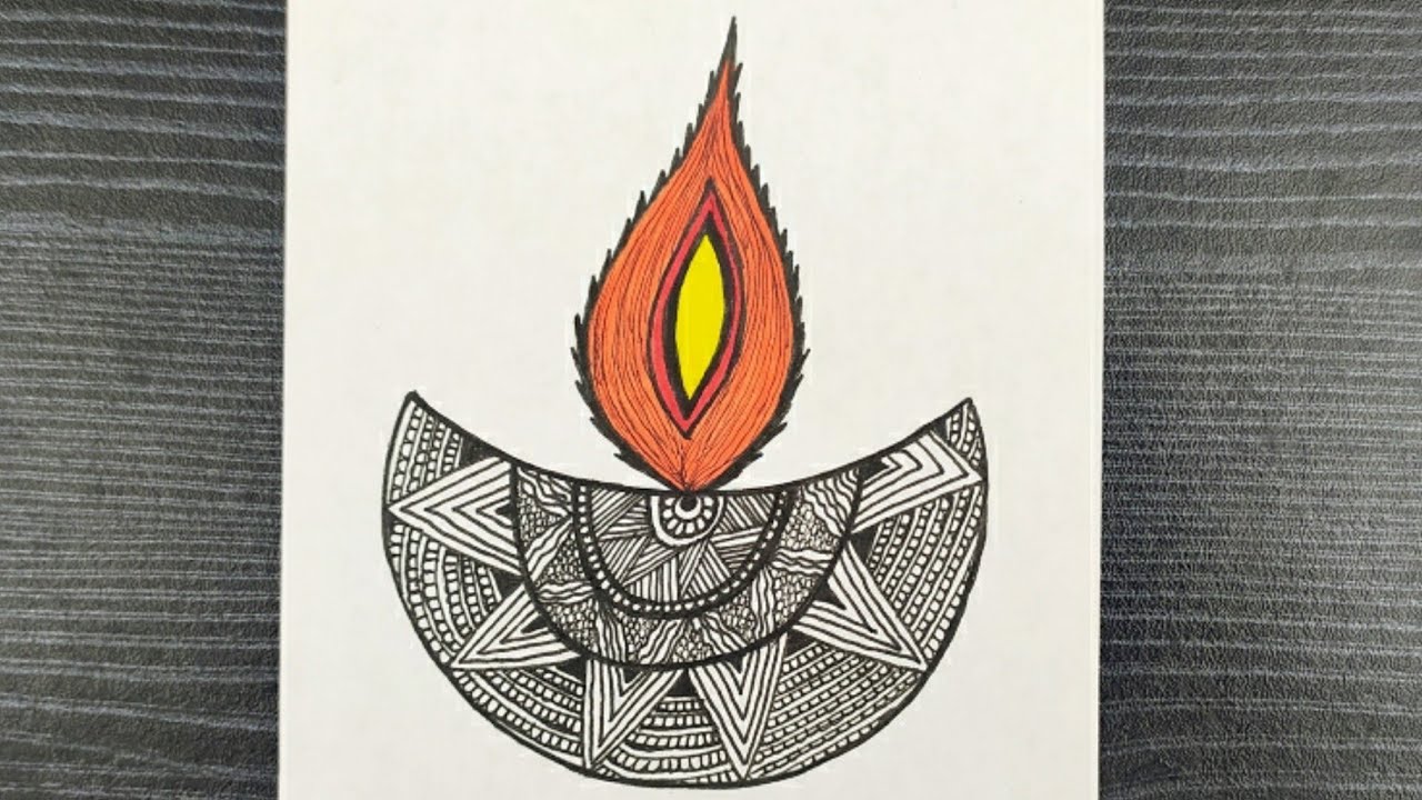 Beautiful Diya Doodle Art || How To Draw Diya With Pens || Diwali Doodle Art || Easy Doodling