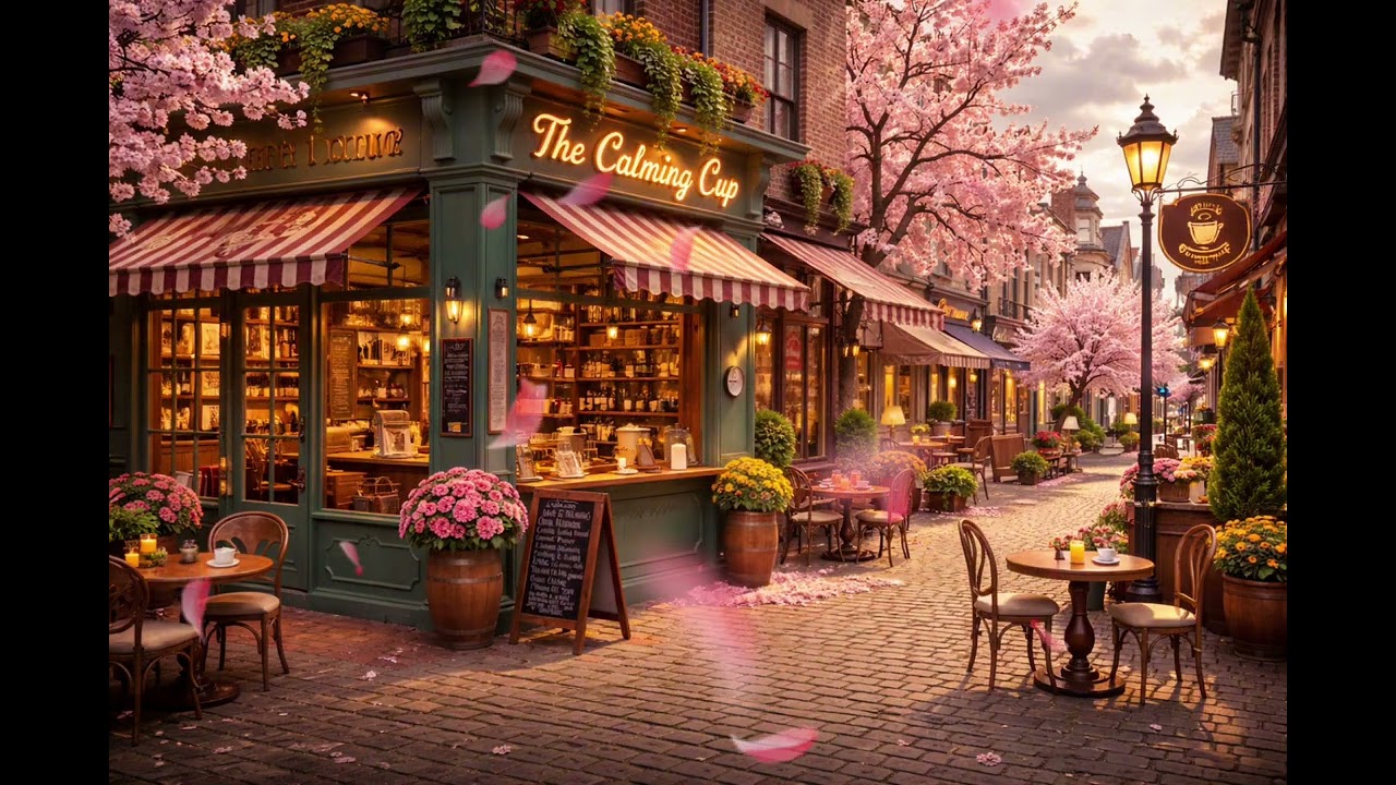 Cozy Spring Coffee Shop Ambience ☕🌸 Piano Jazz & Bossa Nova Music for Focus, Work & Relaxation