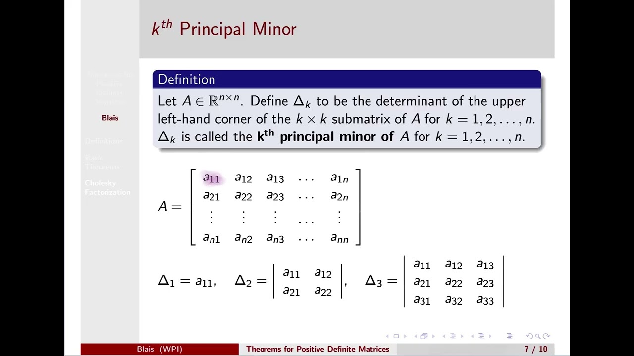 Symmetric Positive Definite Matrix - Basic Theorems