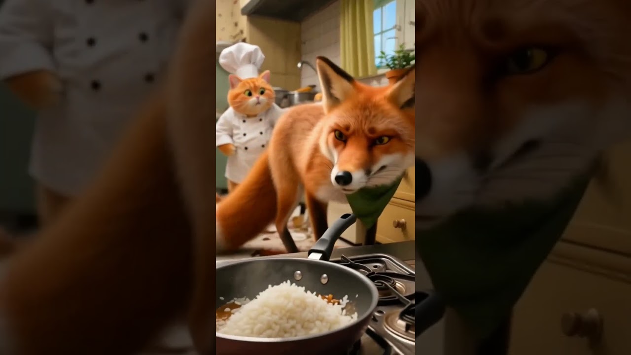 Chef Meow Makes Fried Rice 🍚 | Funny Cat Cooking Show | Cute Animal Short Video