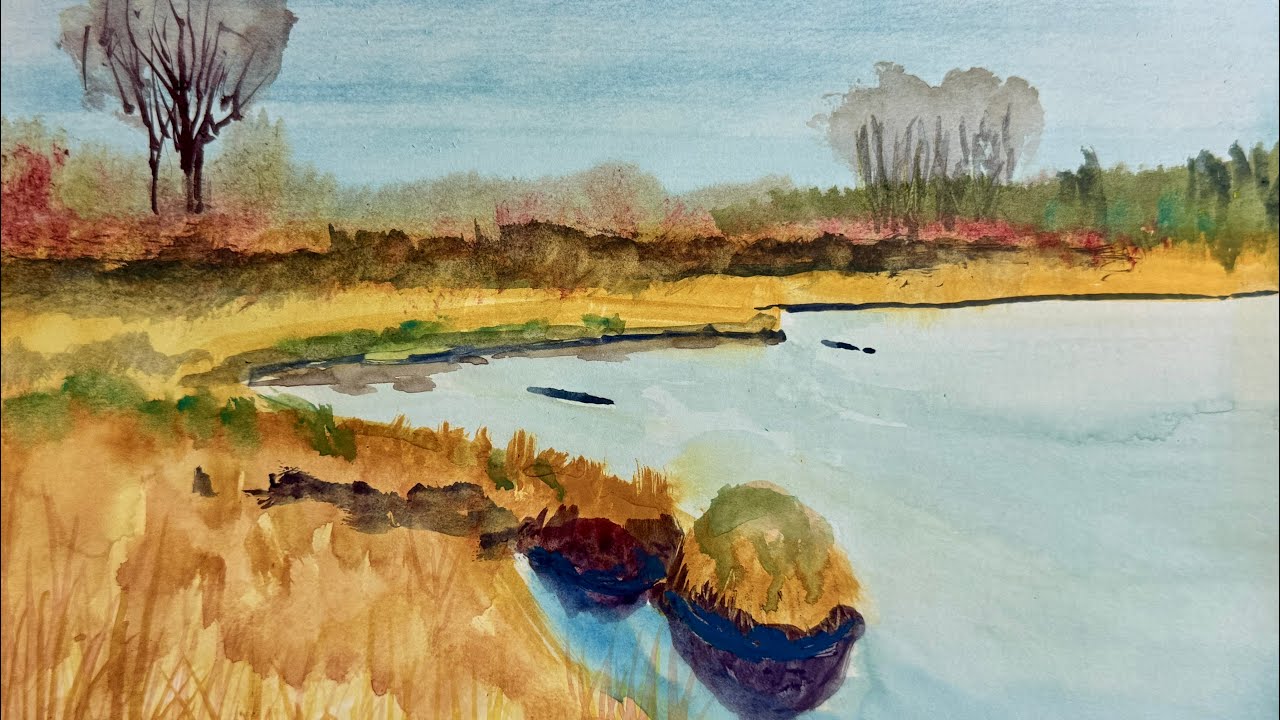 Inner Bay - Gouache landscape