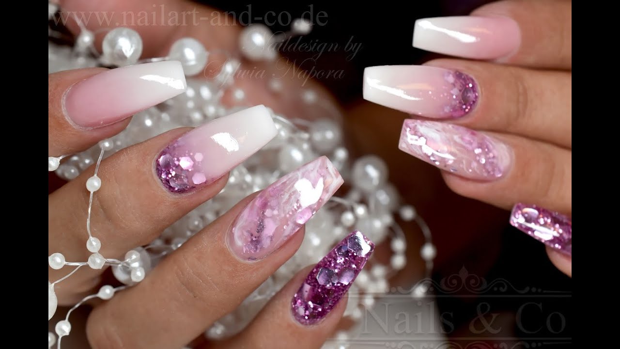 Babyboomer Nägel mit Glitzer-Nail Art - Baby boomer nails with glitter nail art