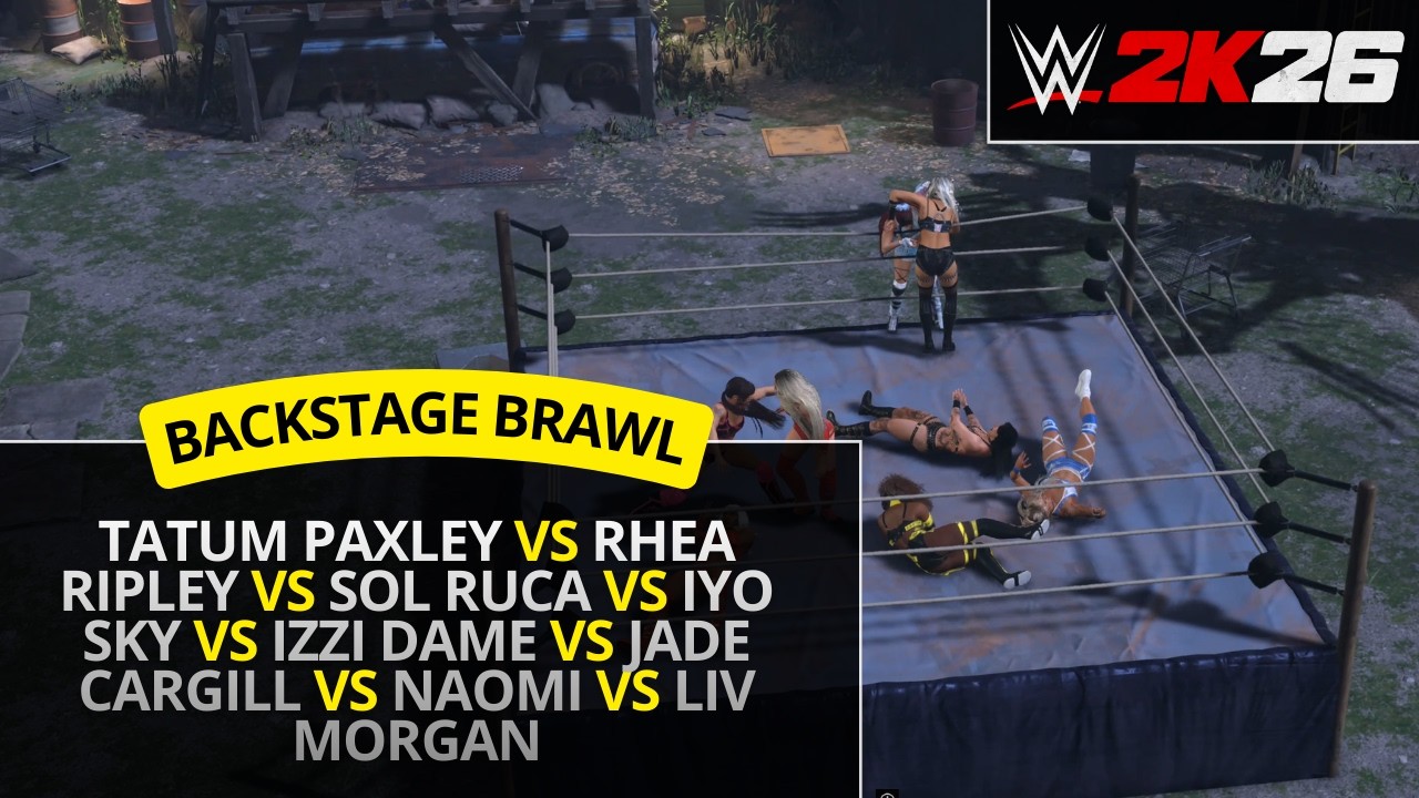 WWE 2K26 – Rhea Ripley vs Jade Cargill vs Iyo Sky vs Naomi vs Liv Morgan (Backstage Brawl)